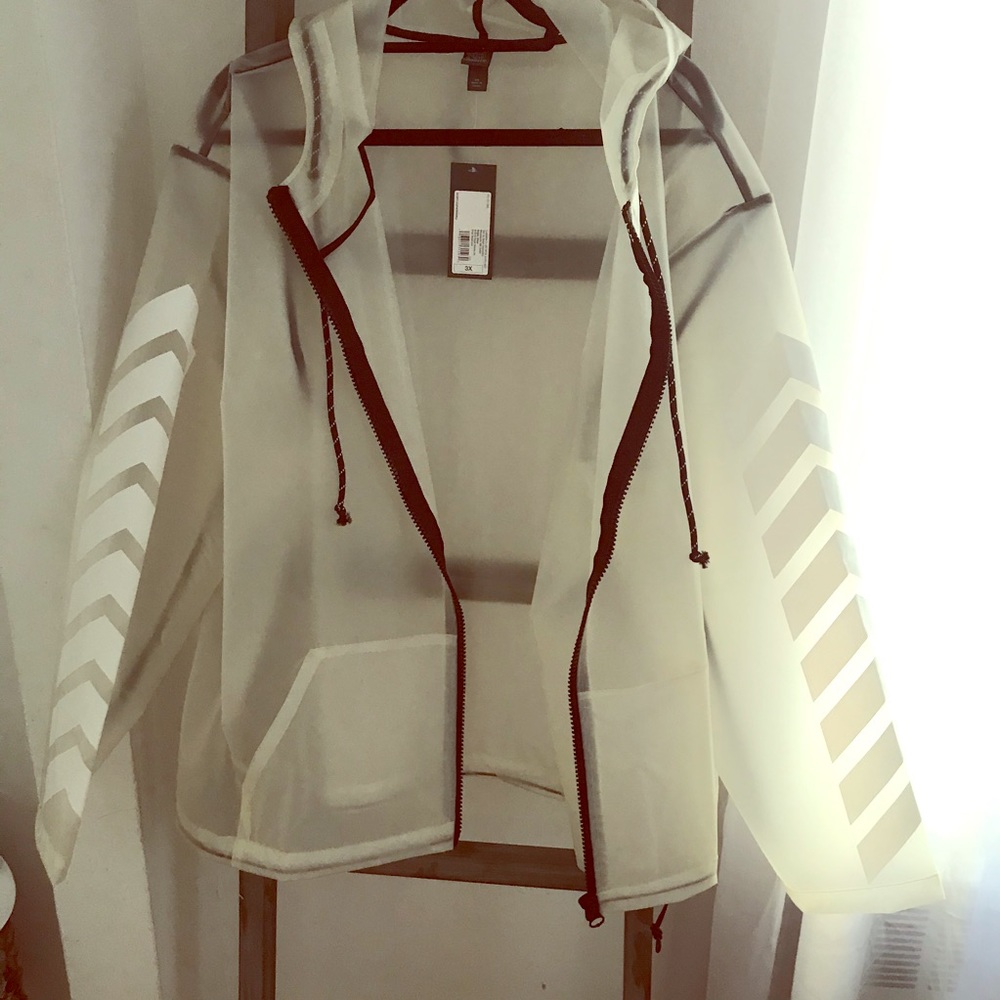 NWT plus size opaque translucent yellow rain coat with detailing